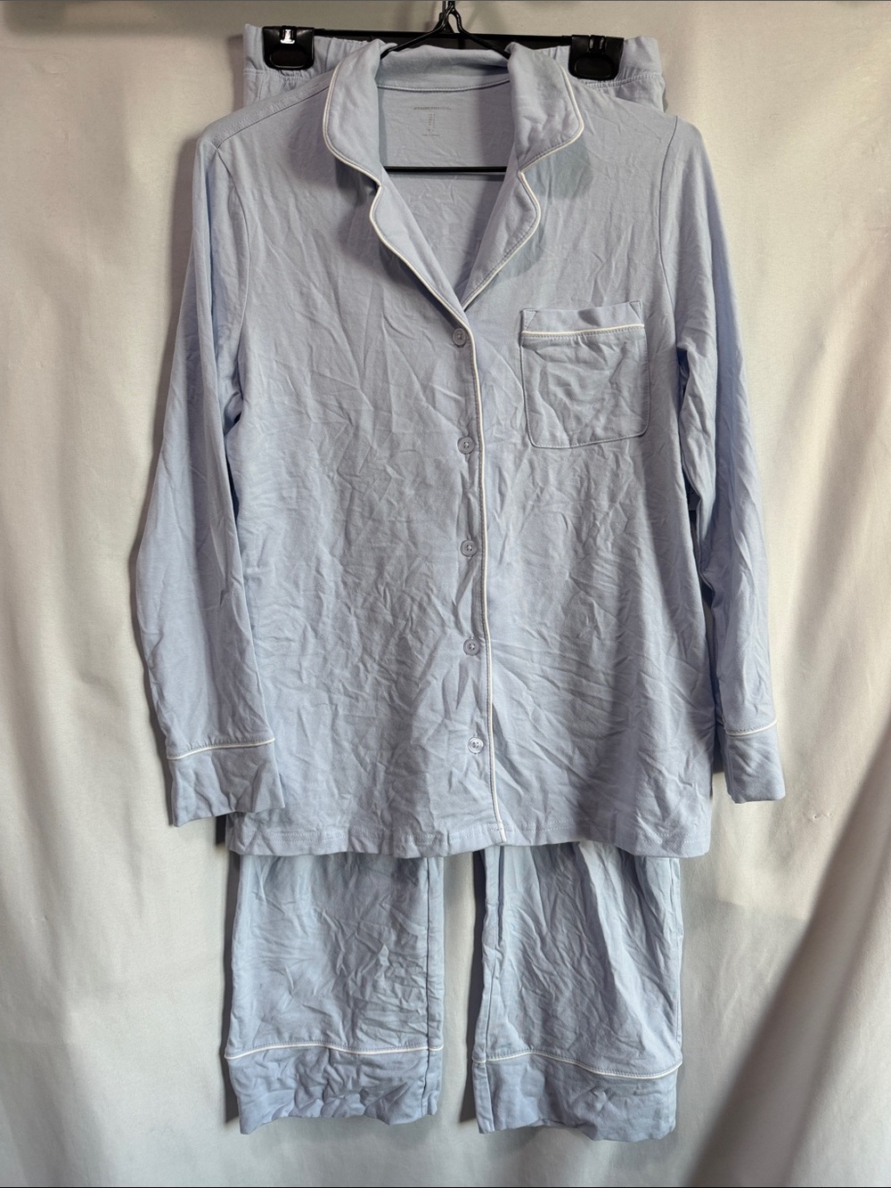 Light Blue Pajama Set with White Piping